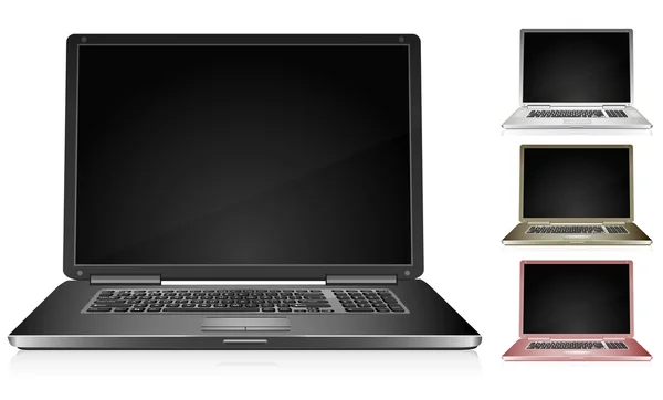 Szczegółowe laptopa w 4 wariantach kolorystycznych — Wektor stockowy