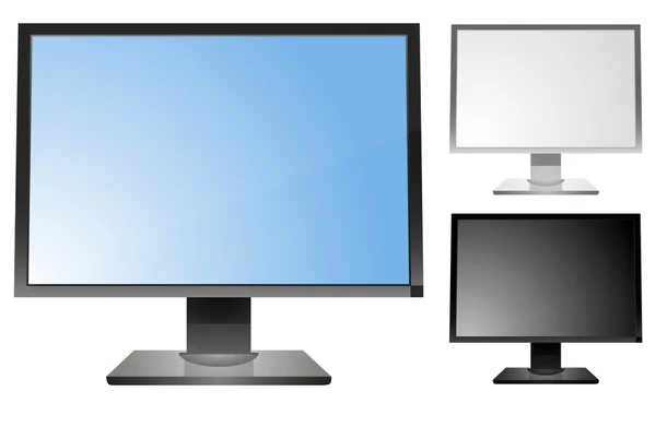 Exibição de computador em 3 variações de cor — Vetor de Stock