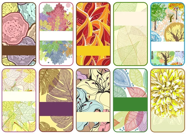 Σύνολο δέκα πολύχρωμο φθινόπωρο κάρτες — Διανυσματικό Αρχείο