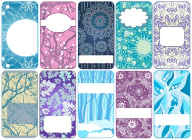 Set of ten beautiful winter cards clipart