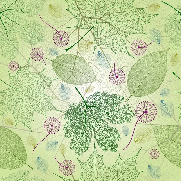 Grüne Blätter nahtloses Muster — Stockvektor