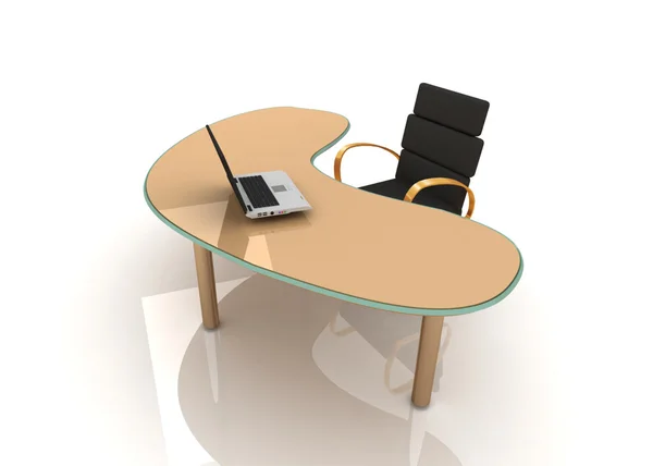 Portátil en la mesa y la silla — Foto de Stock
