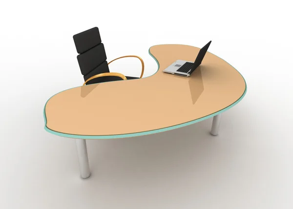 Laptop su tavolo e sedia — Foto Stock