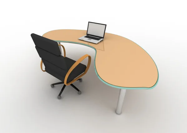 Ноутбук на столі і стілець — стокове фото