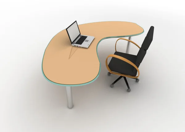 Laptop på bord och stol — Stockfoto
