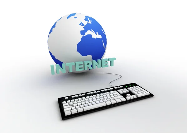 Internet concept keyboar with earth — Stock Photo, Image