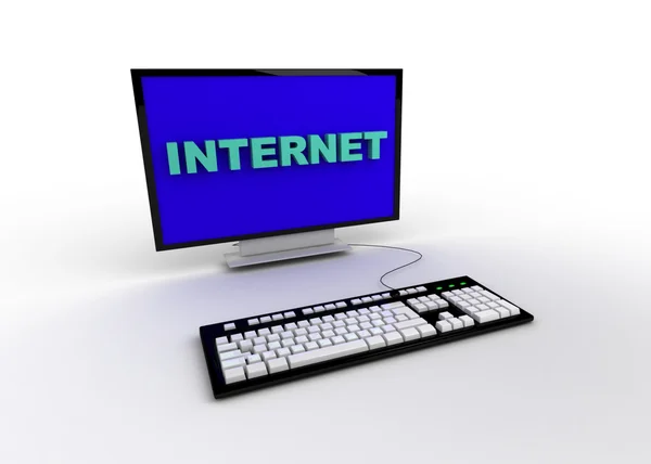 Internet concept keyboard with tft monitor — Stock Photo, Image