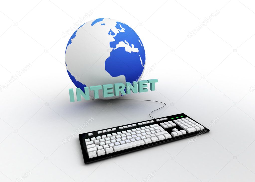 Internet concept keyboar with earth