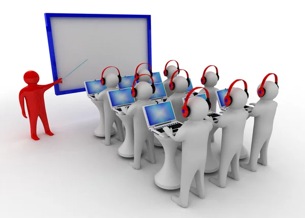 3D man i klassrummet — Stockfoto