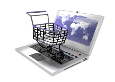 Notebook and cart concept clipart