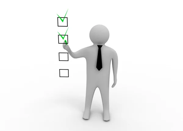3d man with checklist — Stock Photo, Image