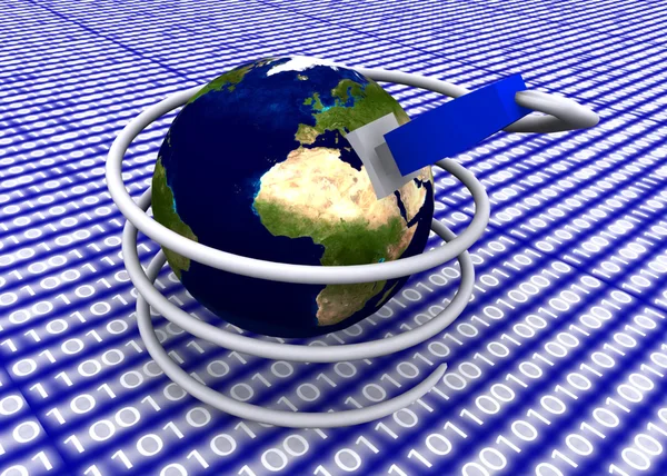 Earth globe with network cable — Stock Photo, Image