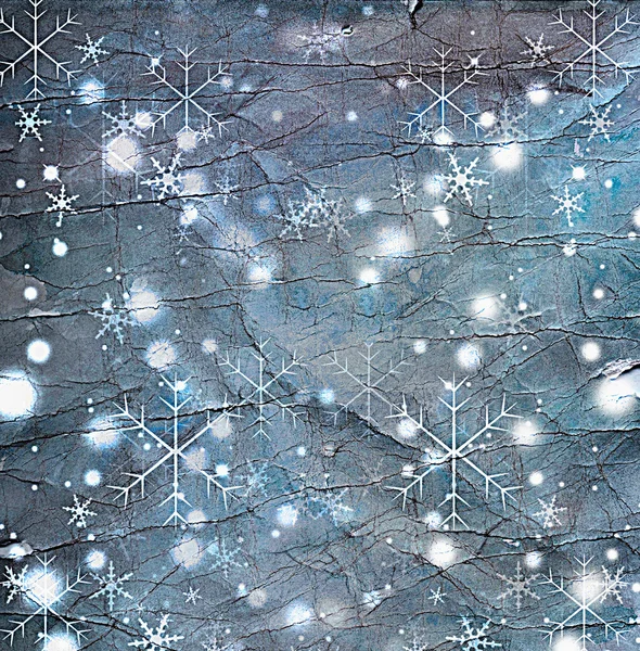Grunge-Schneeflocken. altes Papier mit Schnee — Stockfoto