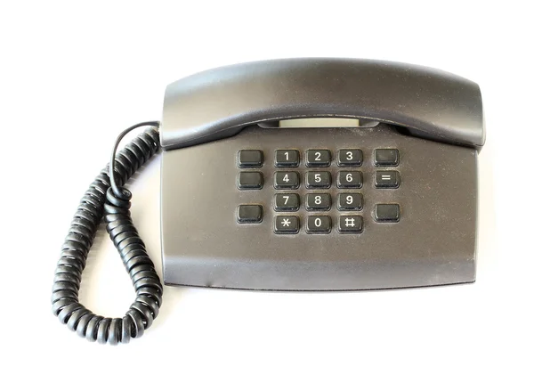 Vintage schwarzes Telefon isoliert auf weißem Hintergrund. — Stockfoto