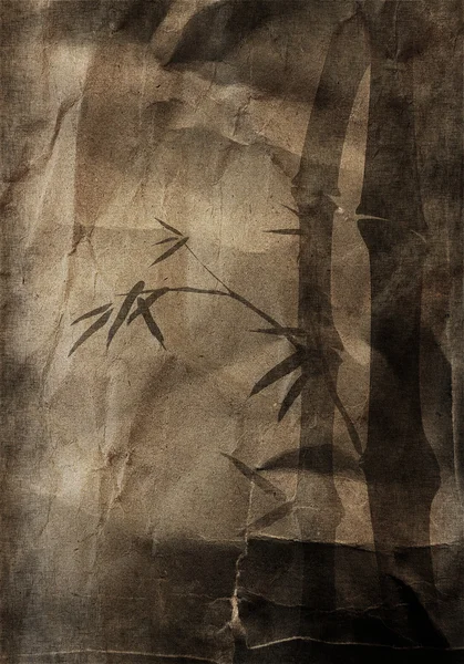 Ovoce pudink s berrygrungy background.old χαρτί με κλαδιά μπαμπού — Φωτογραφία Αρχείου