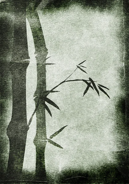 Papel Grungy Background.old con ramas de bambú — Foto de Stock