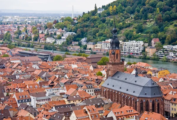 Aerial view to old town of Heidelberg, Germany — Stock Photo, Image