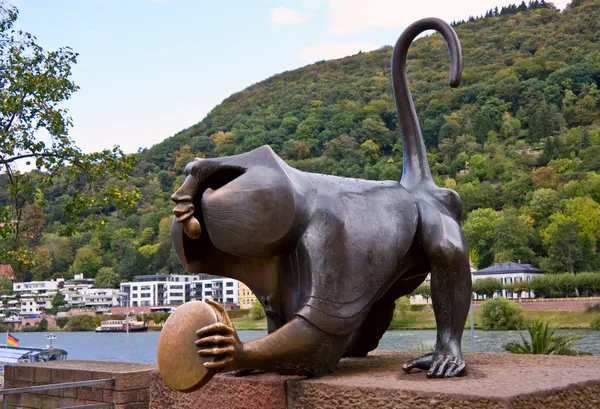 Rzeźba małpa most heidelberg — Zdjęcie stockowe