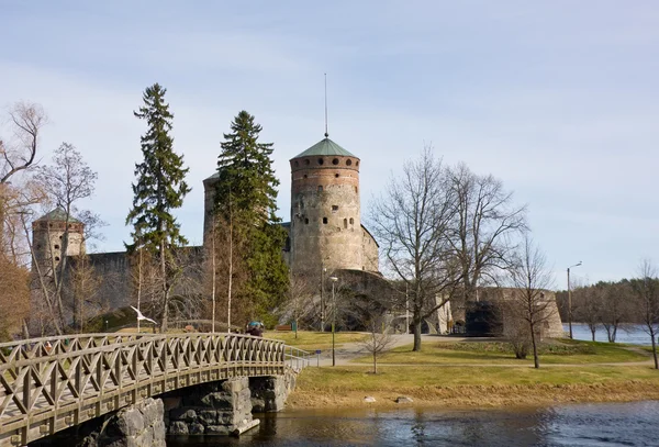 Medeltida Olavinlinna slott i Nyslott, Finland — Stockfoto