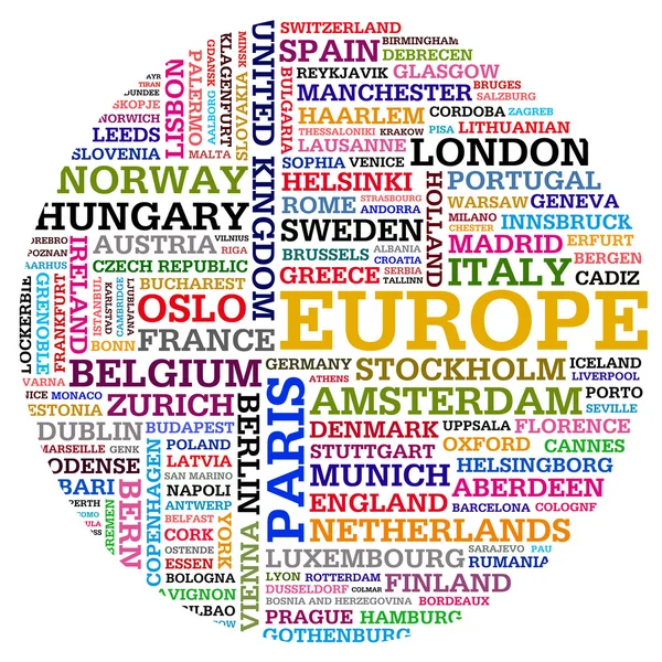 Países y ciudades de Europa — Foto de Stock