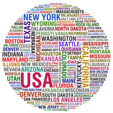 USA STATES AND CITIES clipart