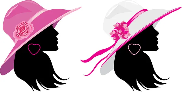 Two women in a elegant hats — Stock Vector