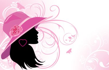 Portrait of elegant woman in a hat. Fashion background clipart