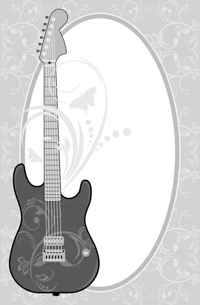 Guitar in the decorative frame — Stock Vector