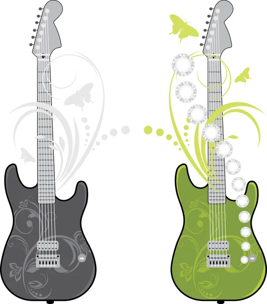 Two rock guitars isolated on the white — Stock Vector