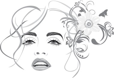 Portrait of beautiful woman. Fashion hairstyle clipart