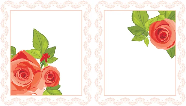 Cadres décoratifs avec des roses rouges — Image vectorielle