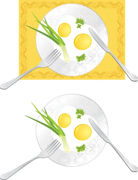 Huevos fritos con cebolla verde y perejil — Archivo Imágenes Vectoriales