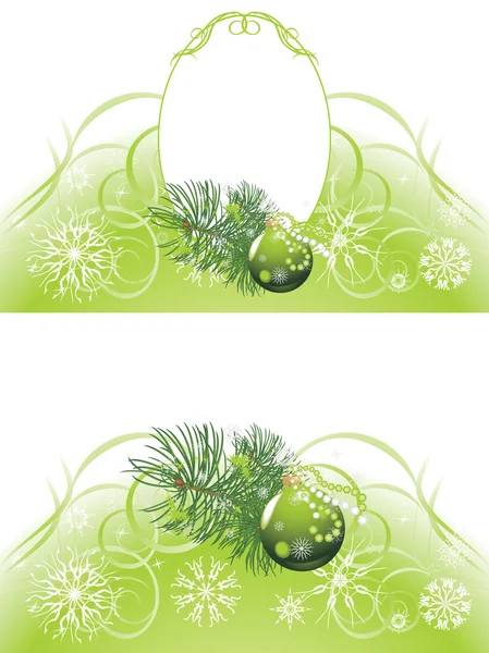 Weihnachtsbaum mit grüner Kugel auf abstraktem Hintergrund — Stockvektor