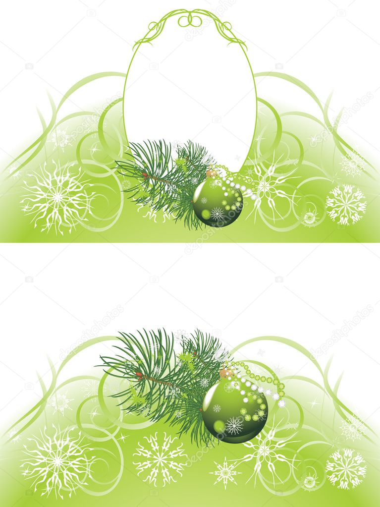 Christmas tree with green ball on the abstract background