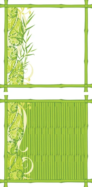Due cornici decorative da un bambù verde — Vettoriale Stock
