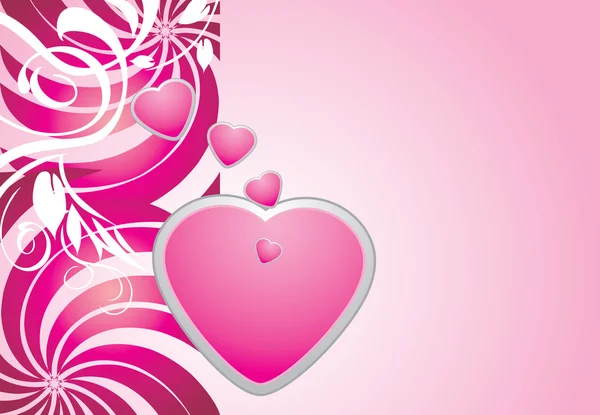 Roze harten op de decoratieve achtergrond — Stockvector