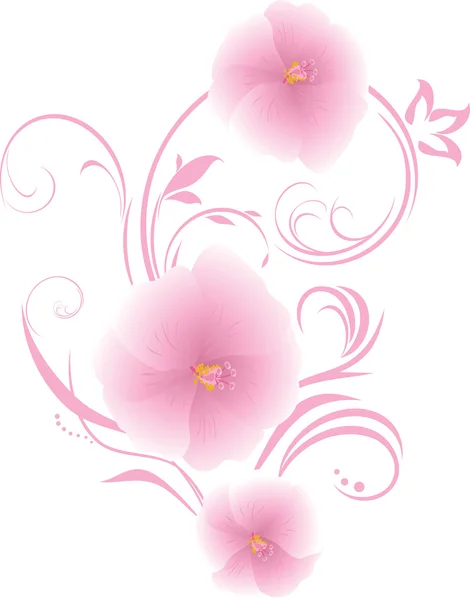Rózsaszín virágok. Díszítő elem, design — Stock Vector