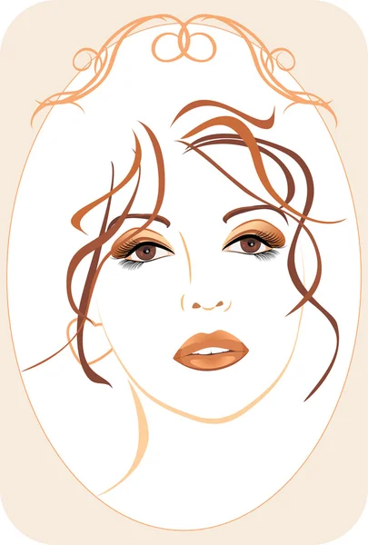 Portrait de belle femme dans le cadre décoratif — Image vectorielle