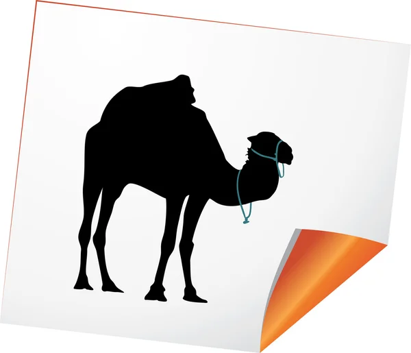 Silhouette of camel on a paper — Stock Vector