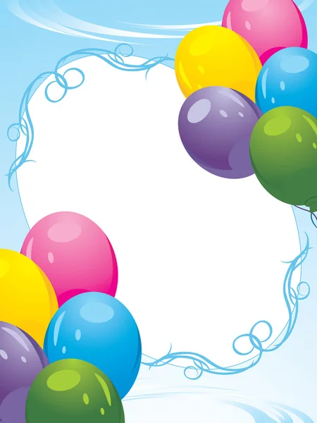 Bunte Luftballons dekorativen Rahmen. Festkarte — Stockvektor