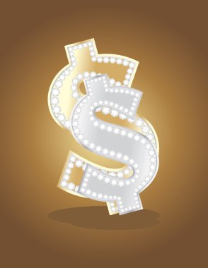 Shining golden and silver dollar sign clipart