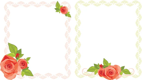 Ramos de rosas en marcos decorativos — Vector de stock