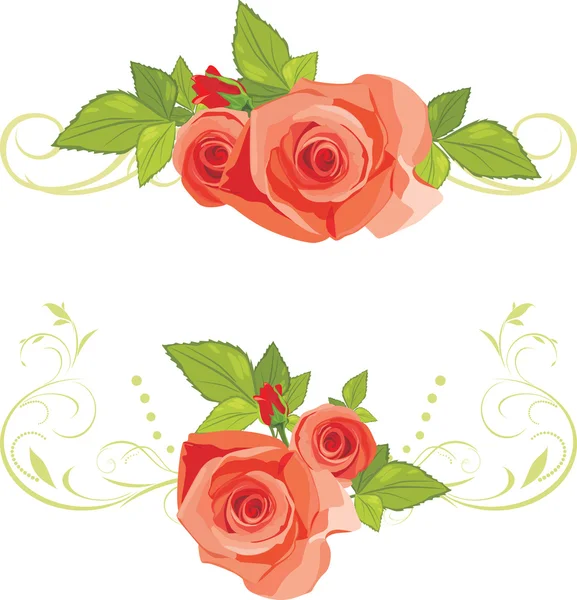 Bouquets of roses. Decorative borders — Stock Vector