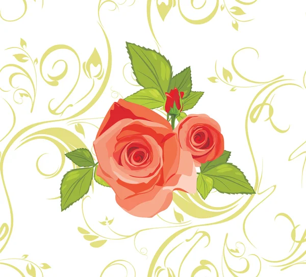 Bouquet of roses on the decorative background — Stock Vector
