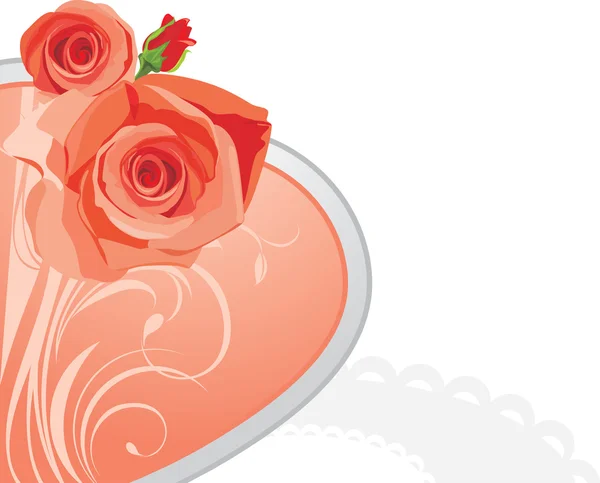 Corazón rosa con rosas — Archivo Imágenes Vectoriales