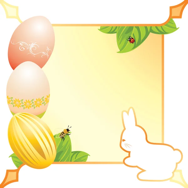 Abstract festive Easter frame with eggs and bunny — Stock Vector