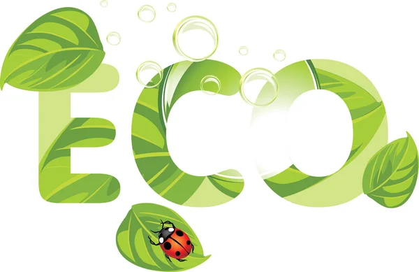 Leaves and ladybird. Ecology concept — Stock Vector