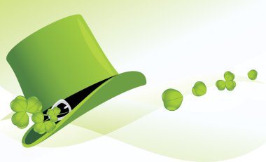 St. Patrick's Day hat with clover. Festive banner clipart