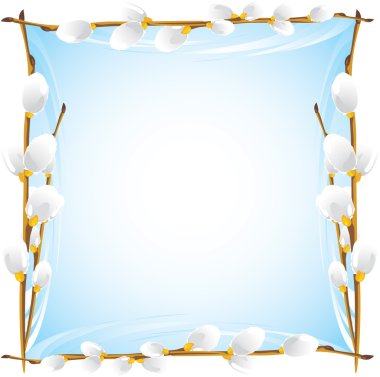 Frame with pussy willow branches clipart