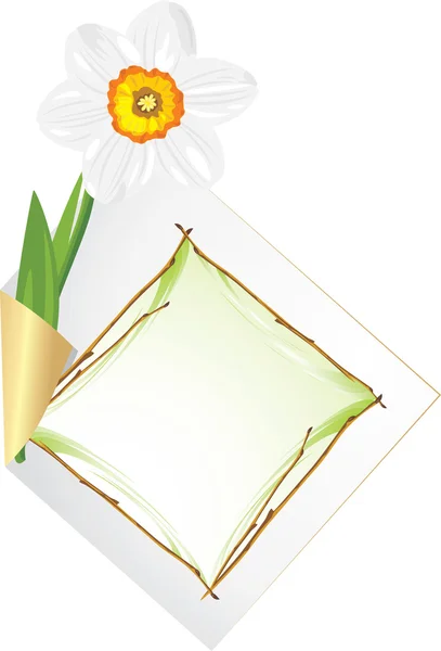Curled page with daffodil — Stock Vector